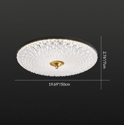 Modern Luxury Acrylic Brass Round LED Flush Mount Ceiling Light for Bedroom