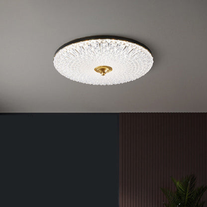 Modern Luxury Acrylic Brass Round LED Flush Mount Ceiling Light for Bedroom