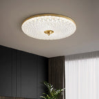 Modern Luxury Acrylic Brass Round LED Flush Mount Ceiling Light for Bedroom