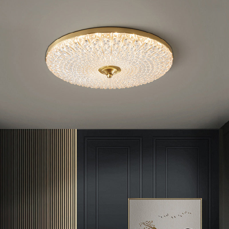 Modern Luxury Acrylic Brass Round LED Flush Mount Ceiling Light for Bedroom