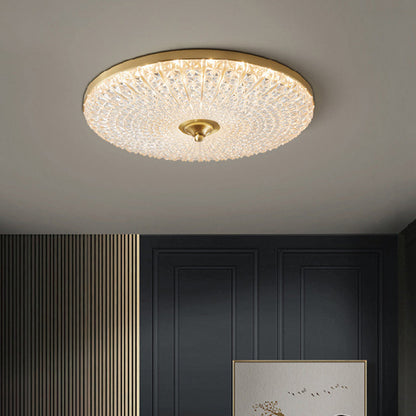Modern Luxury Acrylic Brass Round LED Flush Mount Ceiling Light for Bedroom