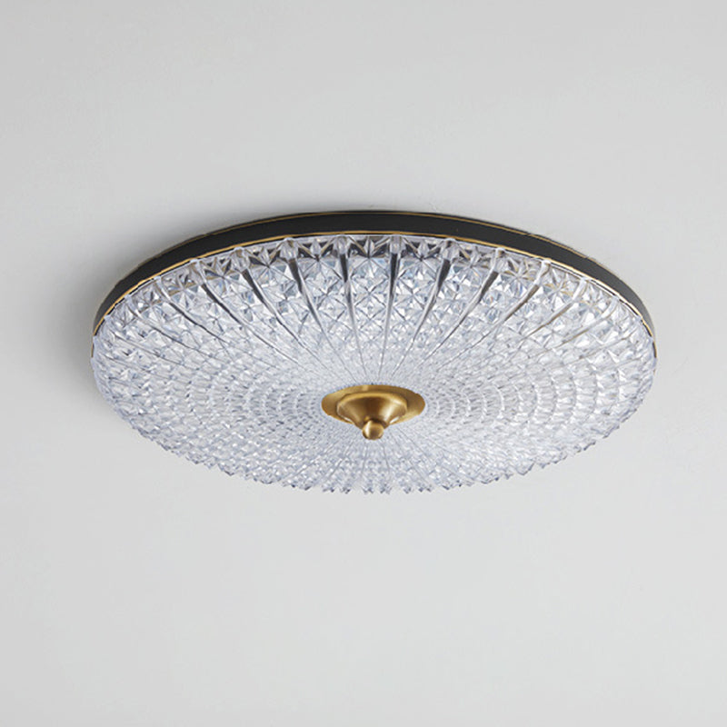 Modern Luxury Acrylic Brass Round LED Flush Mount Ceiling Light for Bedroom