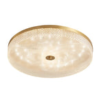 Modern Luxury Acrylic Brass Round Cylinder LED Flush Mount Ceiling Light For Bedroom