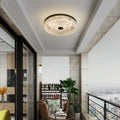 Modern Luxury Acrylic Brass Round Cylinder LED Flush Mount Ceiling Light For Bedroom