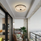 Modern Luxury Acrylic Brass Round Cylinder LED Flush Mount Ceiling Light For Bedroom