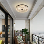 Modern Luxury Acrylic Brass Round Cylinder LED Flush Mount Ceiling Light For Bedroom
