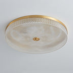 Modern Luxury Acrylic Brass Round Cylinder LED Flush Mount Ceiling Light For Bedroom