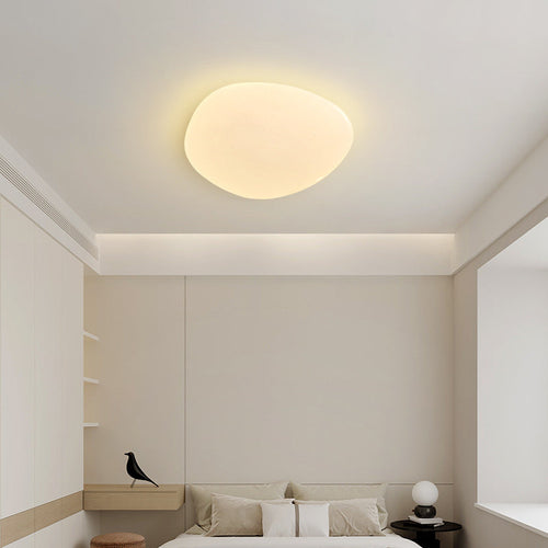 Modern Minimalist PE Iron Pebble-Shaped LED Flush Mount Ceiling Light For Bedroom