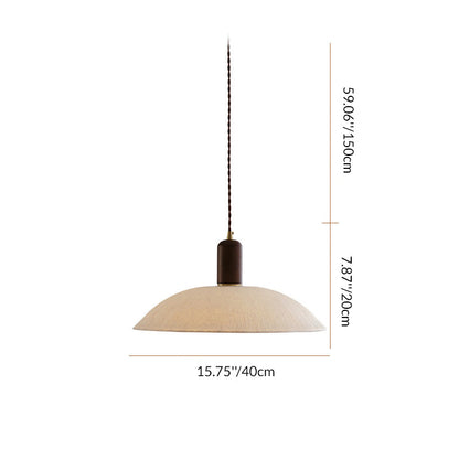 Traditional Japanese Xuan Paper Wood Metal Bowl Cylinder 1-Light Pendant Light For Living Room