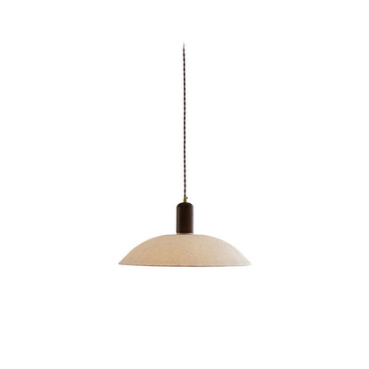 Traditional Japanese Xuan Paper Wood Metal Bowl Cylinder 1-Light Pendant Light For Living Room