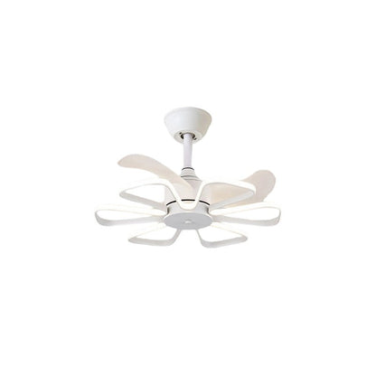 Modern Minimalist ABS Iron Fan-Shaped Round LED Downrods Ceiling Fan Light For Bedroom