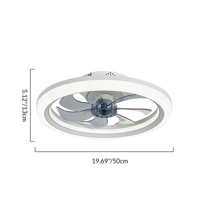 Contemporary Scandinavian Iron Acrylic ABS Round LED Semi-Flush Mount Ceiling Fan Light For Bedroom