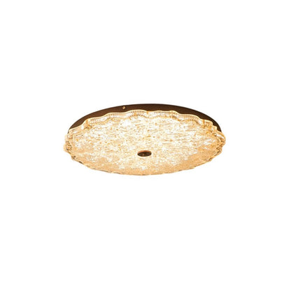 Traditional Vintage Iron Resin Floral Round LED Flush Mount Ceiling Light for Bedroom
