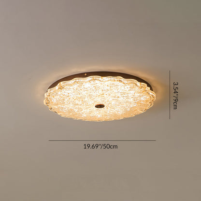 Traditional Vintage Iron Resin Floral Round LED Flush Mount Ceiling Light for Bedroom