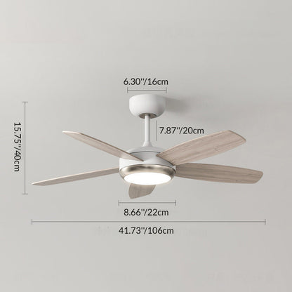 Contemporary Creative Wood Iron Rectangular Edge LED Semi-Flush Mount Ceiling Fan Light For Living Room