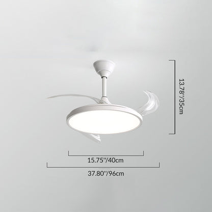 Modern Minimalist ABS PC Iron Curved Round LED Semi-Flush Mount Ceiling Fan Light For Bedroom