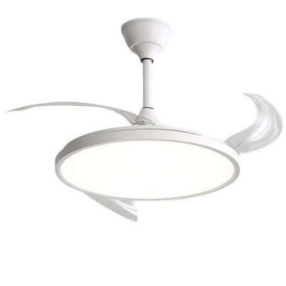 Modern Minimalist ABS PC Iron Curved Round LED Semi-Flush Mount Ceiling Fan Light For Bedroom