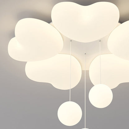 Contemporary Creative Iron Cream Heart-Shaped Round LED Flush Mount Ceiling Light For Bedroom