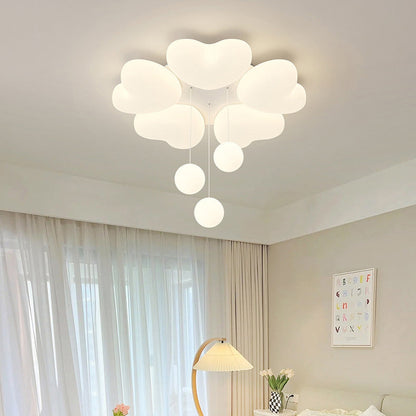 Contemporary Creative Iron Cream Heart-Shaped Round LED Flush Mount Ceiling Light For Bedroom