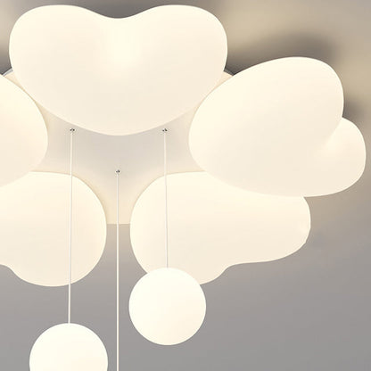 Contemporary Creative Iron Cream Heart-Shaped Round LED Flush Mount Ceiling Light For Bedroom