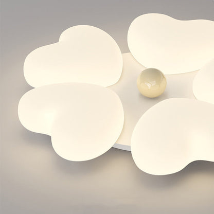 Contemporary Creative Iron Cream Heart-Shaped Round LED Flush Mount Ceiling Light For Bedroom