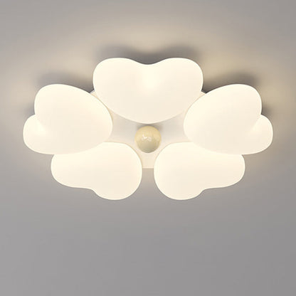 Contemporary Creative Iron Cream Heart-Shaped Round LED Flush Mount Ceiling Light For Bedroom
