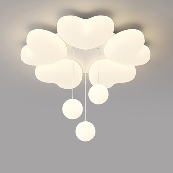 Contemporary Creative Iron Cream Heart-Shaped Round LED Flush Mount Ceiling Light For Bedroom