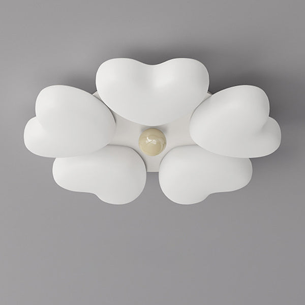 Contemporary Creative Iron Cream Heart-Shaped Round LED Flush Mount Ceiling Light For Bedroom