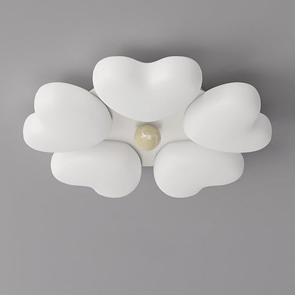 Contemporary Creative Iron Cream Heart-Shaped Round LED Flush Mount Ceiling Light For Bedroom