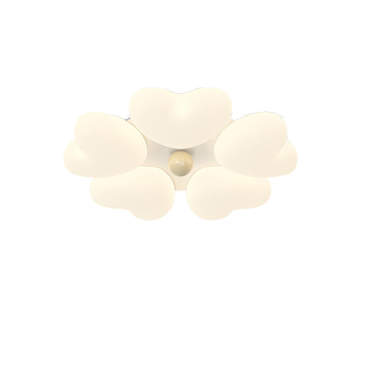 Contemporary Creative Iron Cream Heart-Shaped Round LED Flush Mount Ceiling Light For Bedroom