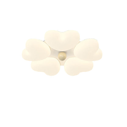 Contemporary Creative Iron Cream Heart-Shaped Round LED Flush Mount Ceiling Light For Bedroom