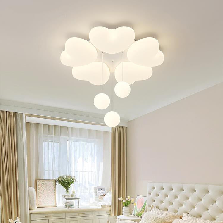 Contemporary Creative Iron Cream Heart-Shaped Round LED Flush Mount Ceiling Light For Bedroom