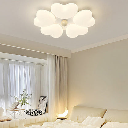 Contemporary Creative Iron Cream Heart-Shaped Round LED Flush Mount Ceiling Light For Bedroom