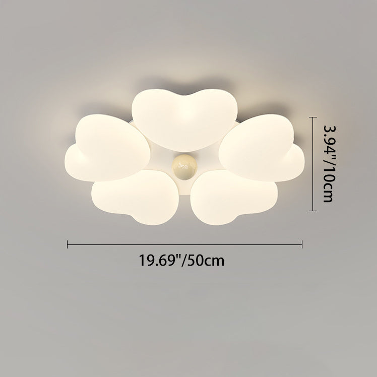 Contemporary Creative Iron Cream Heart-Shaped Round LED Flush Mount Ceiling Light For Bedroom