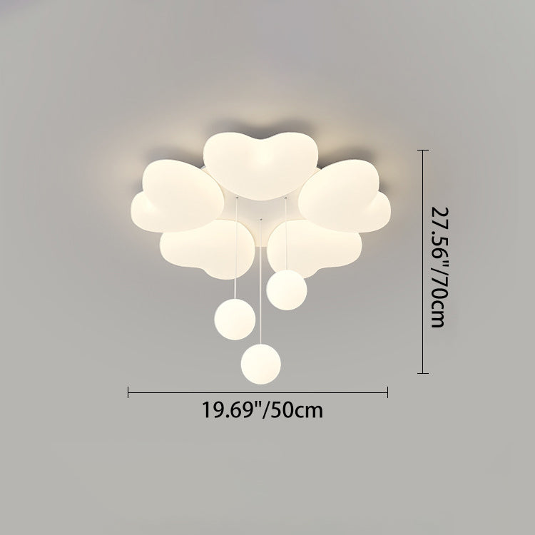 Contemporary Creative Iron Cream Heart-Shaped Round LED Flush Mount Ceiling Light For Bedroom