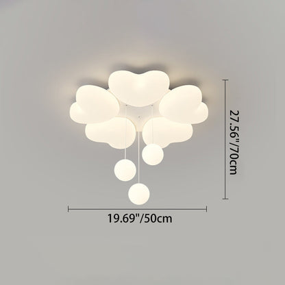 Contemporary Creative Iron Cream Heart-Shaped Round LED Flush Mount Ceiling Light For Bedroom