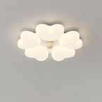Contemporary Creative Iron Cream Heart-Shaped Round LED Flush Mount Ceiling Light For Bedroom