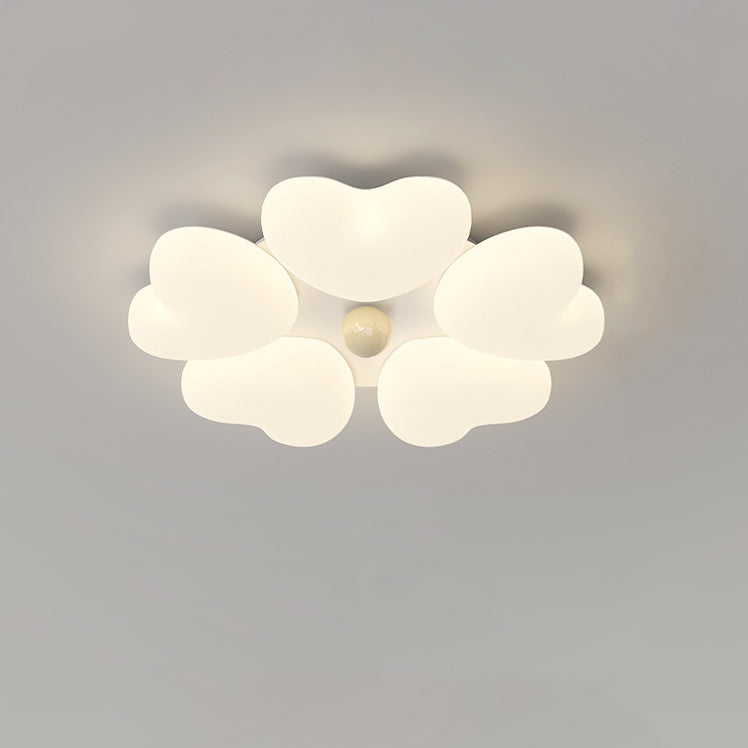 Contemporary Creative Iron Cream Heart-Shaped Round LED Flush Mount Ceiling Light For Bedroom