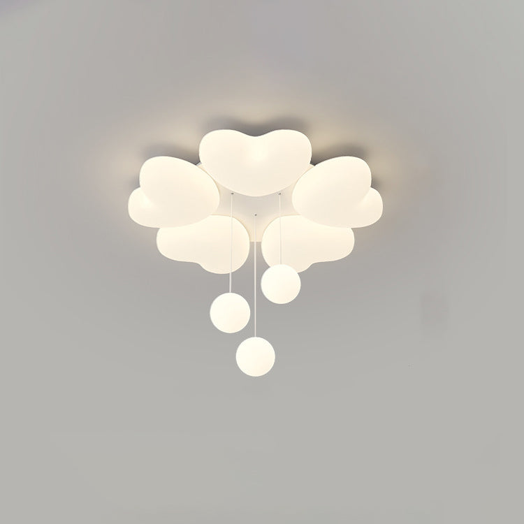 Contemporary Creative Iron Cream Heart-Shaped Round LED Flush Mount Ceiling Light For Bedroom
