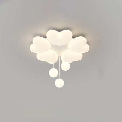 Contemporary Creative Iron Cream Heart-Shaped Round LED Flush Mount Ceiling Light For Bedroom