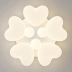 Contemporary Creative Iron Cream Heart-Shaped Round LED Flush Mount Ceiling Light For Bedroom