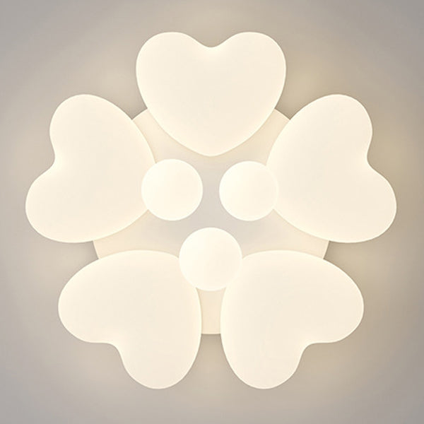Contemporary Creative Iron Cream Heart-Shaped Round LED Flush Mount Ceiling Light For Bedroom