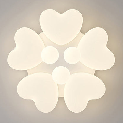 Contemporary Creative Iron Cream Heart-Shaped Round LED Flush Mount Ceiling Light For Bedroom