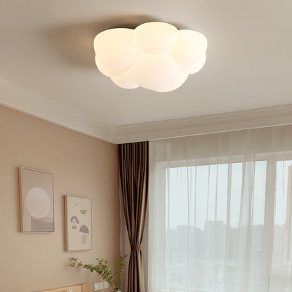 Contemporary Scandinavian PE Iron Cloud Ripple LED Flush Mount Ceiling Light For Bedroom