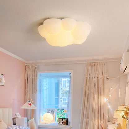 Contemporary Scandinavian PE Iron Cloud Ripple LED Flush Mount Ceiling Light For Bedroom