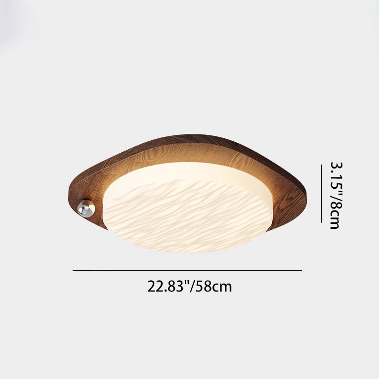 Traditional Chinese PVC Iron Textured Square Round LED Flush Mount Ceiling Light For Bedroom