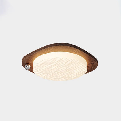 Traditional Chinese PVC Iron Textured Square Round LED Flush Mount Ceiling Light For Bedroom