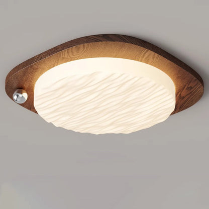 Traditional Chinese PVC Iron Textured Square Round LED Flush Mount Ceiling Light For Bedroom