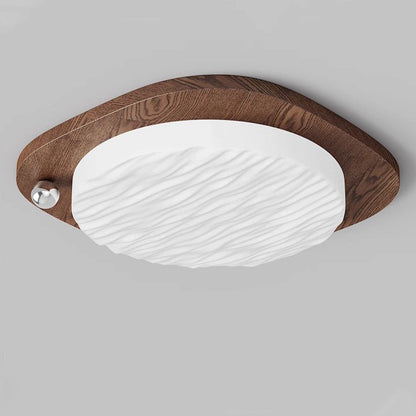 Traditional Chinese PVC Iron Textured Square Round LED Flush Mount Ceiling Light For Bedroom