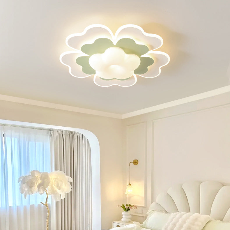 Contemporary Creative PE Iron Floral LED Flush Mount Ceiling Light For Bedroom